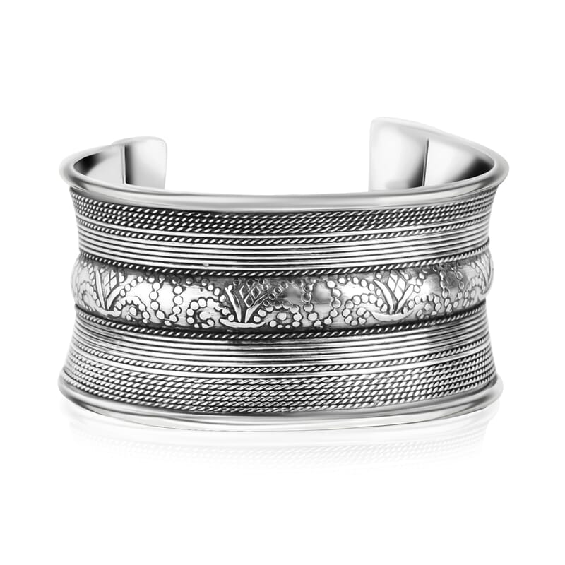 Handmade Braided Cuff Bracelet in Silvertone
