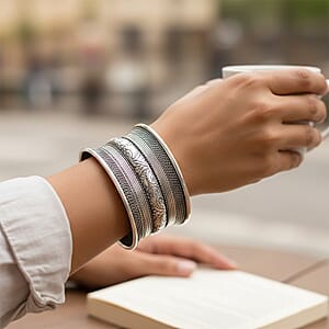 Handmade Braided Cuff Bracelet in Silvertone