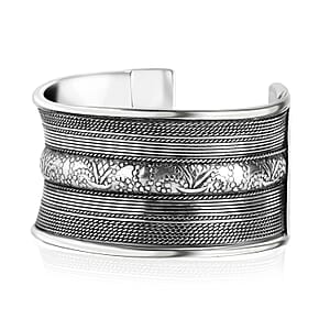 Handmade Braided Cuff Bracelet in Silvertone