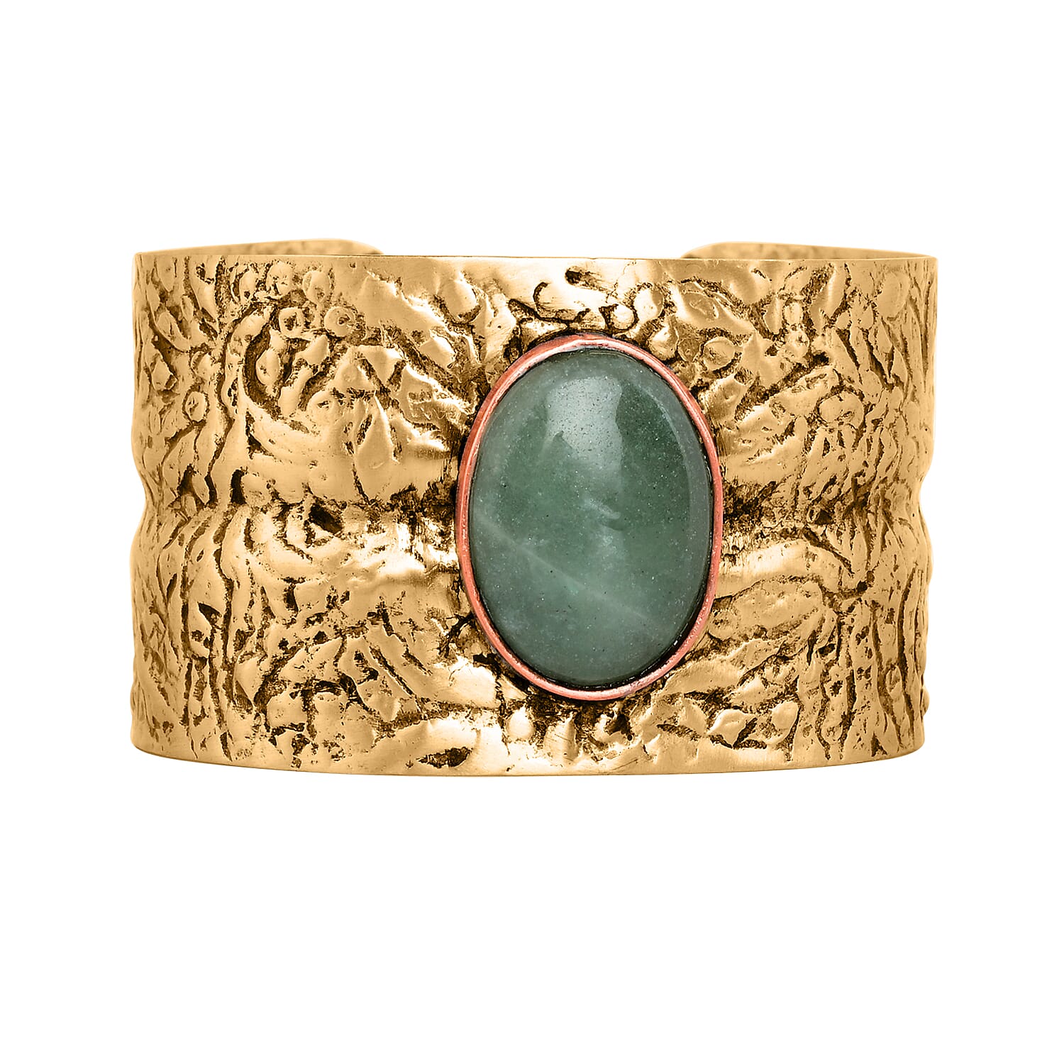 Handmade Gemstone Cuff Bracelet in Goldtone