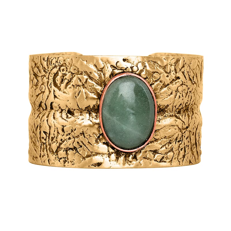 Handmade Gemstone Cuff Bracelet in Goldtone