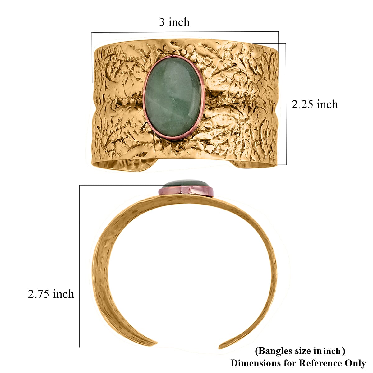 Handmade Gemstone Cuff Bracelet in Goldtone image number 5