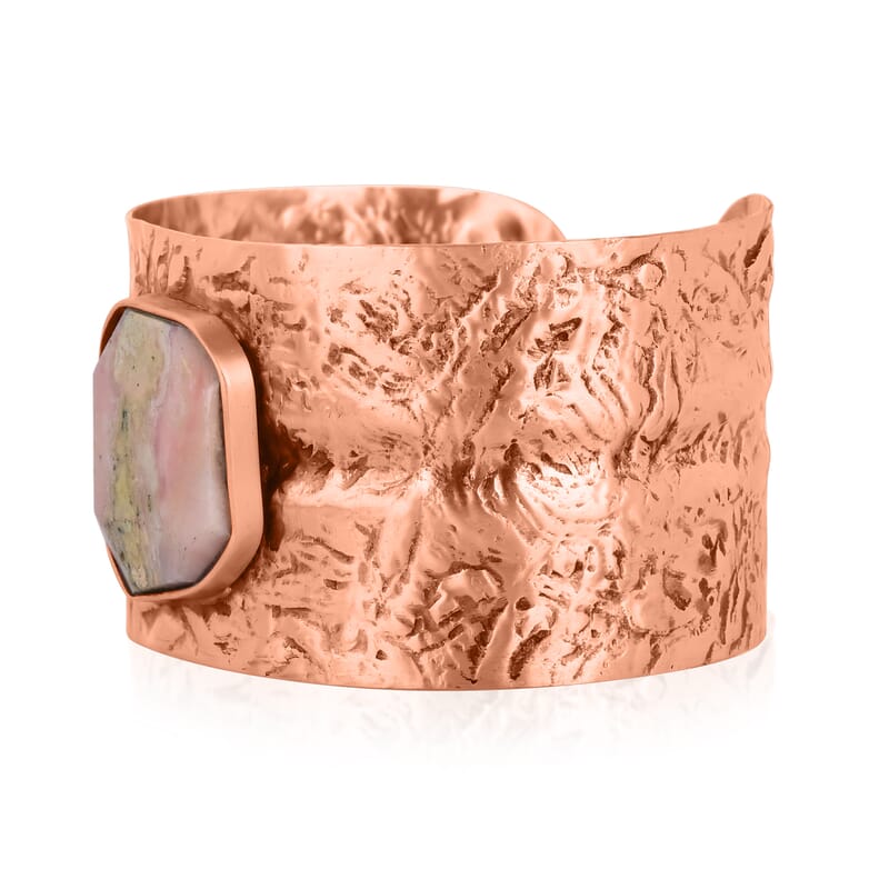 Handmade Gemstone Cuff Bracelet in Rosetone
