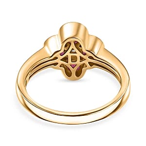 D'Joy African Ruby and White Zircon 1.58 ctw Ring in 18K Vermeil Yellow Gold Over Sterling Silver (Size 10.0)