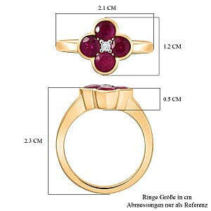 D'Joy African Ruby and White Zircon 1.58 ctw Ring in 18K Vermeil Yellow Gold Over Sterling Silver (Size 10.0)