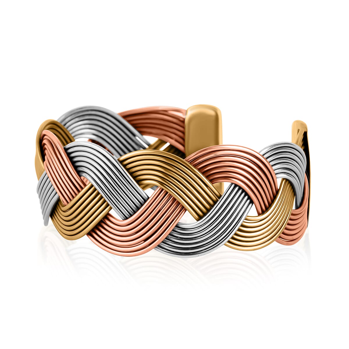 Handmade Criss Cross Cuff Bracelet in Tritone image number 2