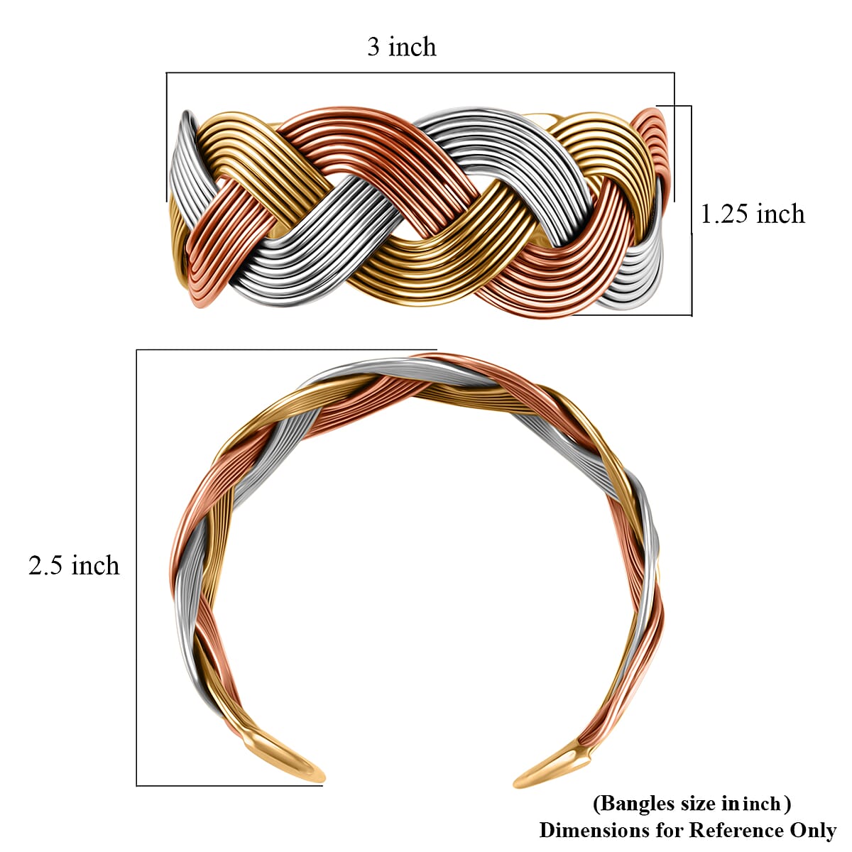 Handmade Criss Cross Cuff Bracelet in Tritone image number 4