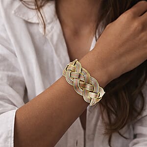 Handmade Criss Cross Cuff Bracelet in Goldtone