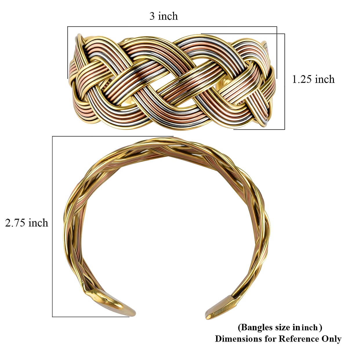 Handmade Criss Cross Cuff Bracelet in Goldtone and Rosetone image number 4