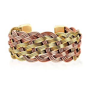 Handmade Criss Cross Cuff Bracelet in Goldtone and Rosetone (7In)