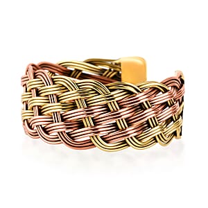 Handmade Criss Cross Cuff Bracelet in Goldtone and Rosetone (7In)