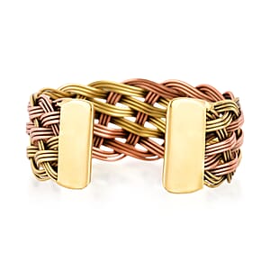 Handmade Criss Cross Cuff Bracelet in Goldtone and Rosetone (7In)