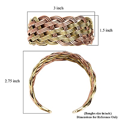 Handmade Criss Cross Cuff Bracelet in Goldtone and Rosetone (7In)