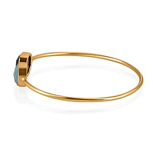 Blue Calcedony and Black Onyx Bangle Bracelet in Goldtone