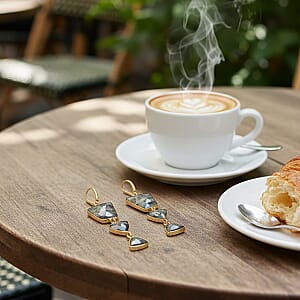 Dendrite Opal Dangle Earrings in Goldtone