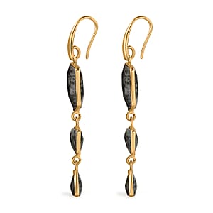 Dendrite Opal Dangle Earrings in Goldtone