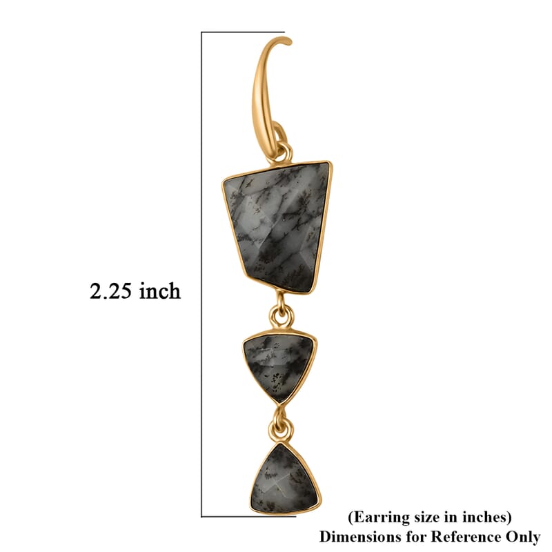 Dendrite Opal Dangle Earrings in Goldtone