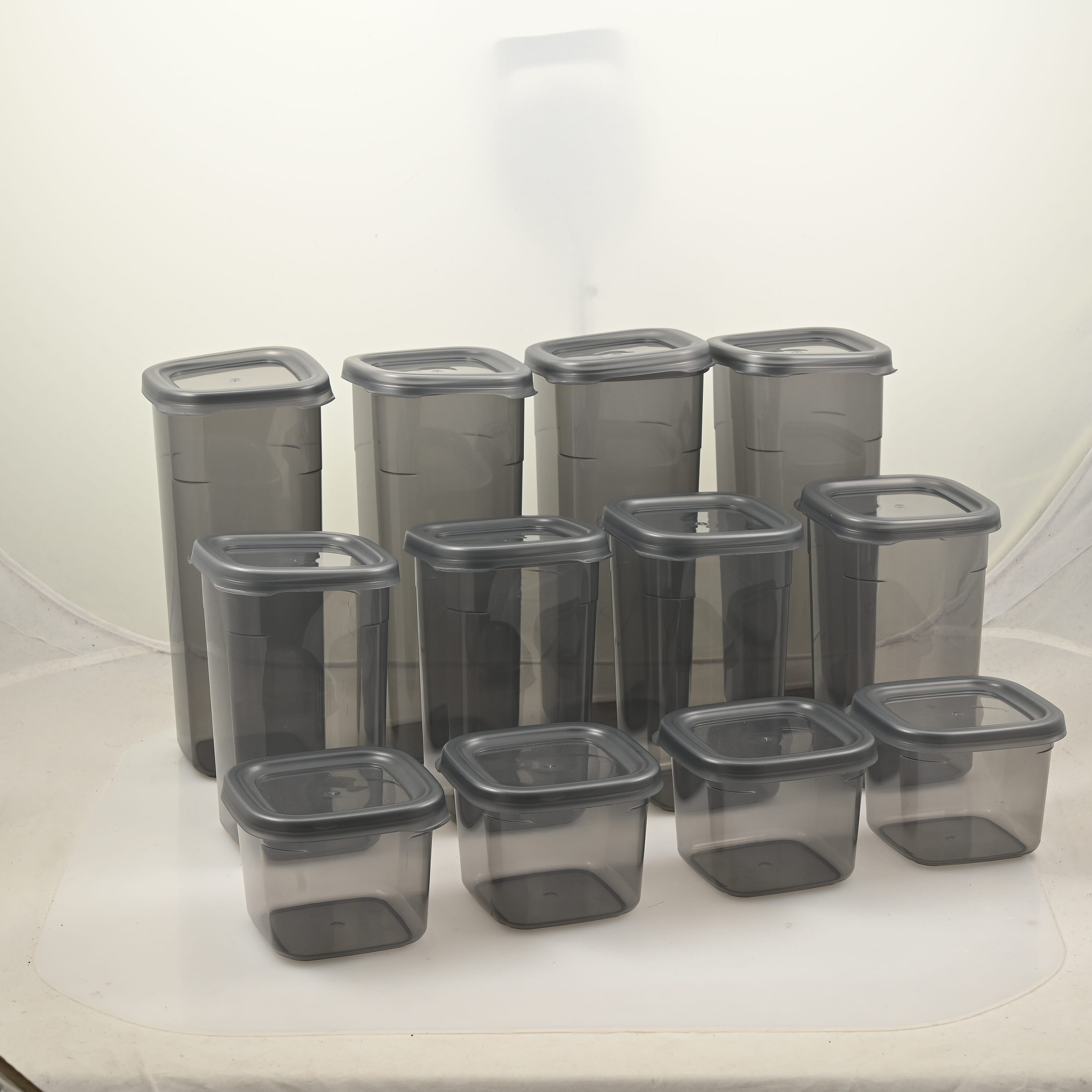 Gray Airtight Food Storage Containers with Lids, BPA Free, SET OF 12