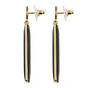 Brazilian Smoky Quartz Rectangle Dangle Earrings in Goldtone