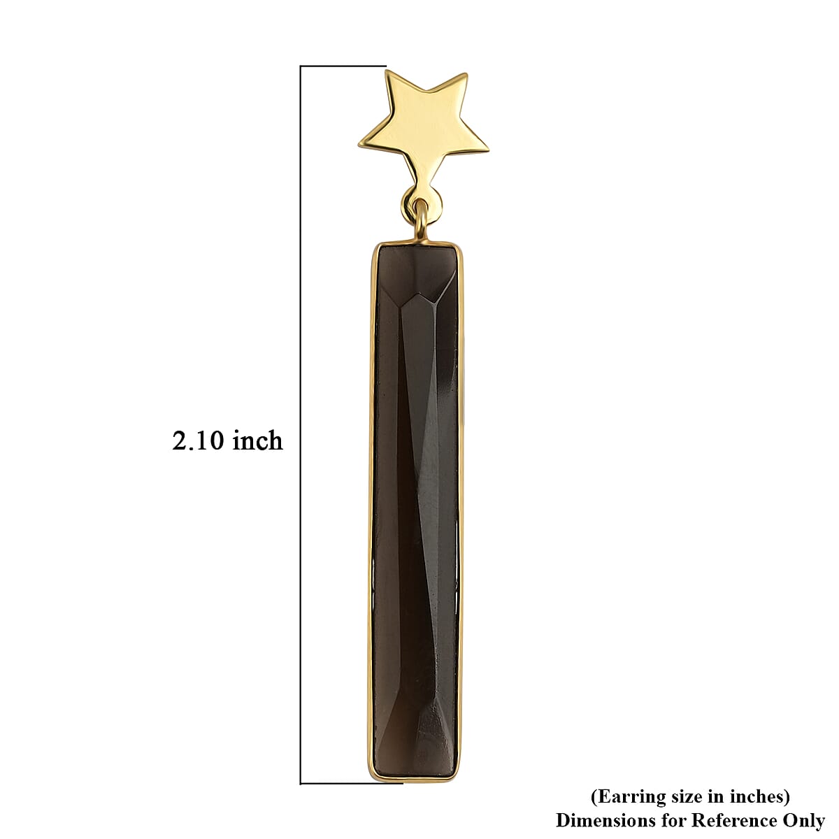 Brazilian Smoky Quartz Rectangle Dangle Earrings in Goldtone image number 5