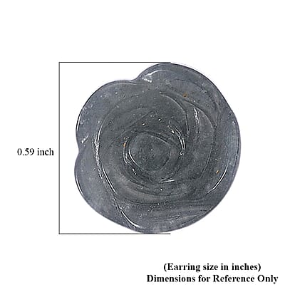 D'Joy Natural Olmec Jadeite 20.00 ctw Carved Rose Stud Earrings in Rhodium Over Sterling Silver