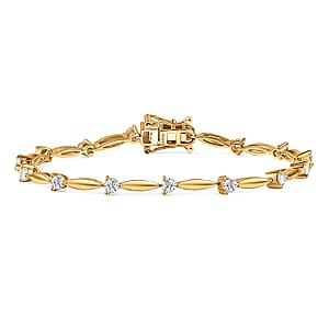 EverTrue Moissanite 1.10 ctw Bracelet in 18K Yellow Gold Plated (7.25 In)
