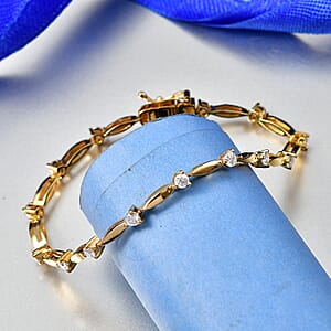 EverTrue Moissanite 1.10 ctw Bracelet in 18K Yellow Gold Plated (7.25 In)