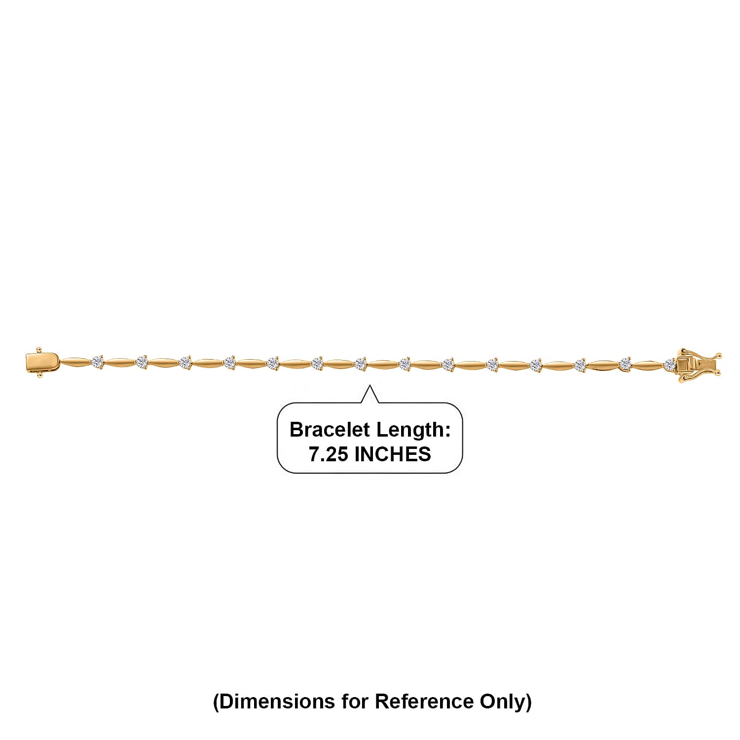EverTrue Moissanite 1.10 ctw Bracelet in 18K Yellow Gold Plated (7.25 In)