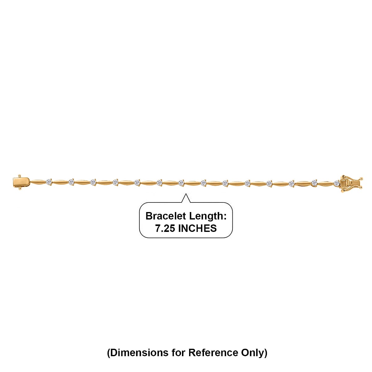 EverTrue Moissanite 1.10 ctw Bracelet in 18K Yellow Gold Plated (7.25 In) image number 4