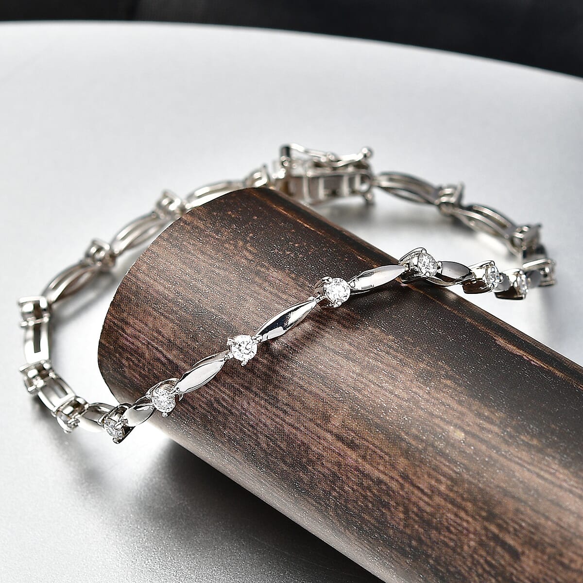 EverTrue Moissanite 1.50 ctw Bracelet in Platinum Bond (8.00 In) image number 1