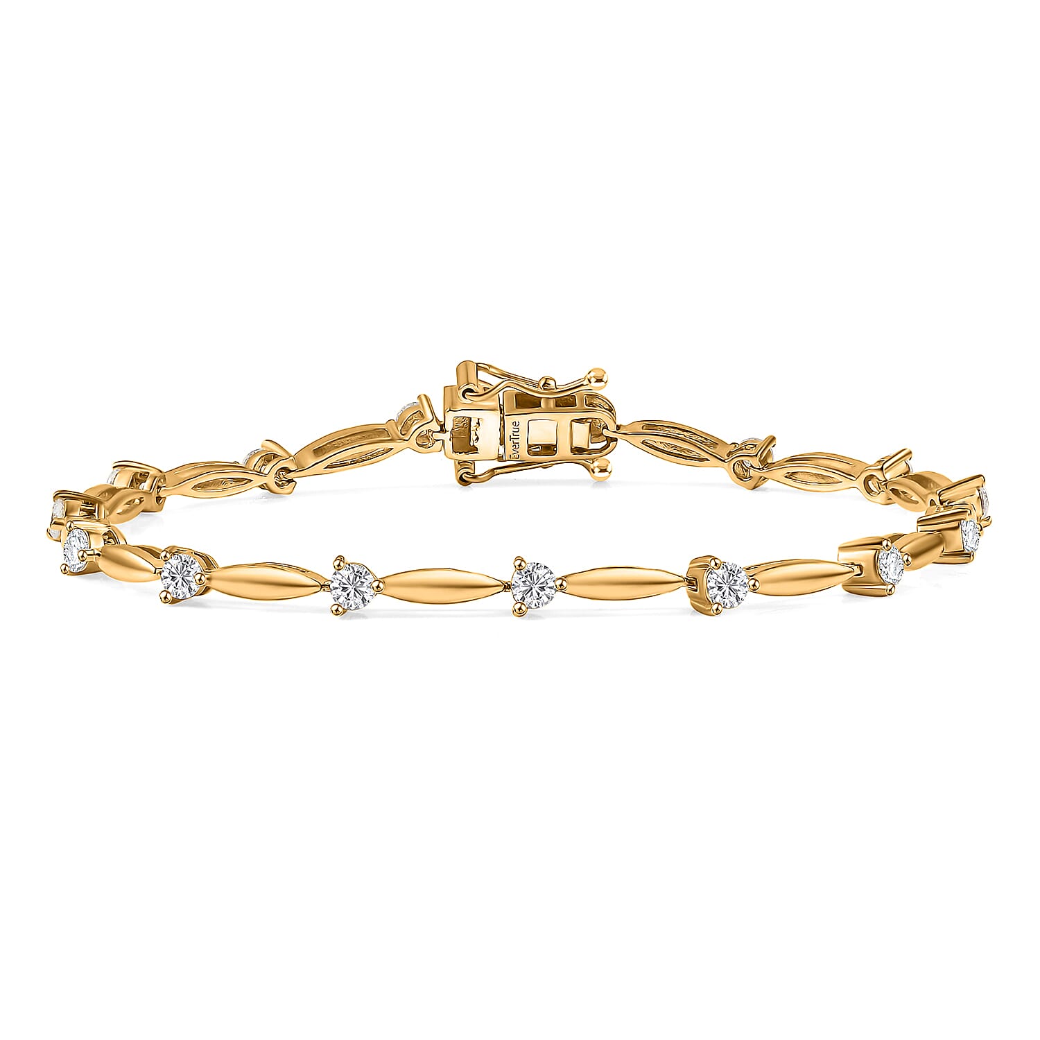 EverTrue Moissanite 1.50 ctw Bracelet in 18K YG Plated (8.00 In)