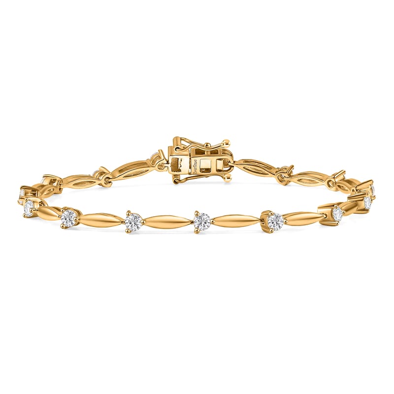 EverTrue Moissanite 1.50 ctw Bracelet in 18K YG Plated (8.00 In)