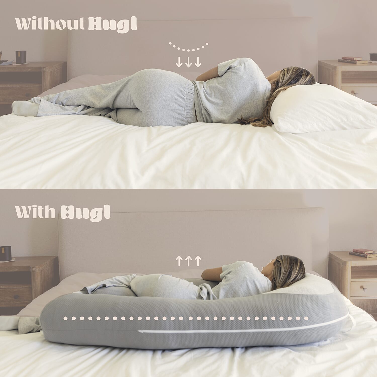 Plufl Grey Jumbo Cooling Body Pillow