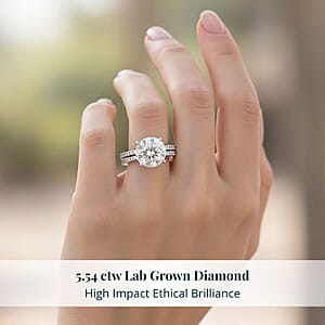 14K White Gold Luxuriant Lab Grown Diamond (F, VS2) Ring (Size 7.5) (5.50 g) 5.54 ctw