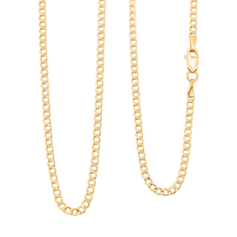 18K Yellow Gold 2mm Curb Chain Necklace 20 Inches 2 Grams