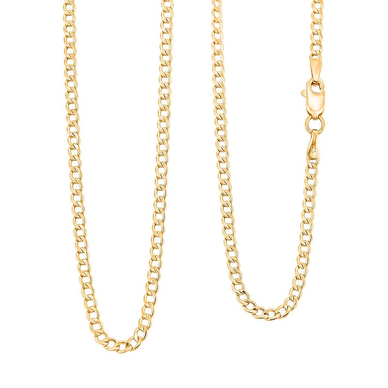 18K Yellow Gold 2mm Curb Chain Necklace 22 Inches 2.20 Grams