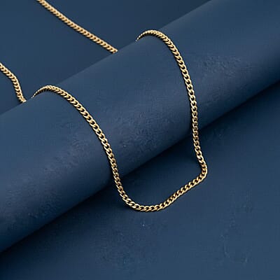 18K Yellow Gold 2mm Curb Chain Necklace 22 Inches 2.20 Grams