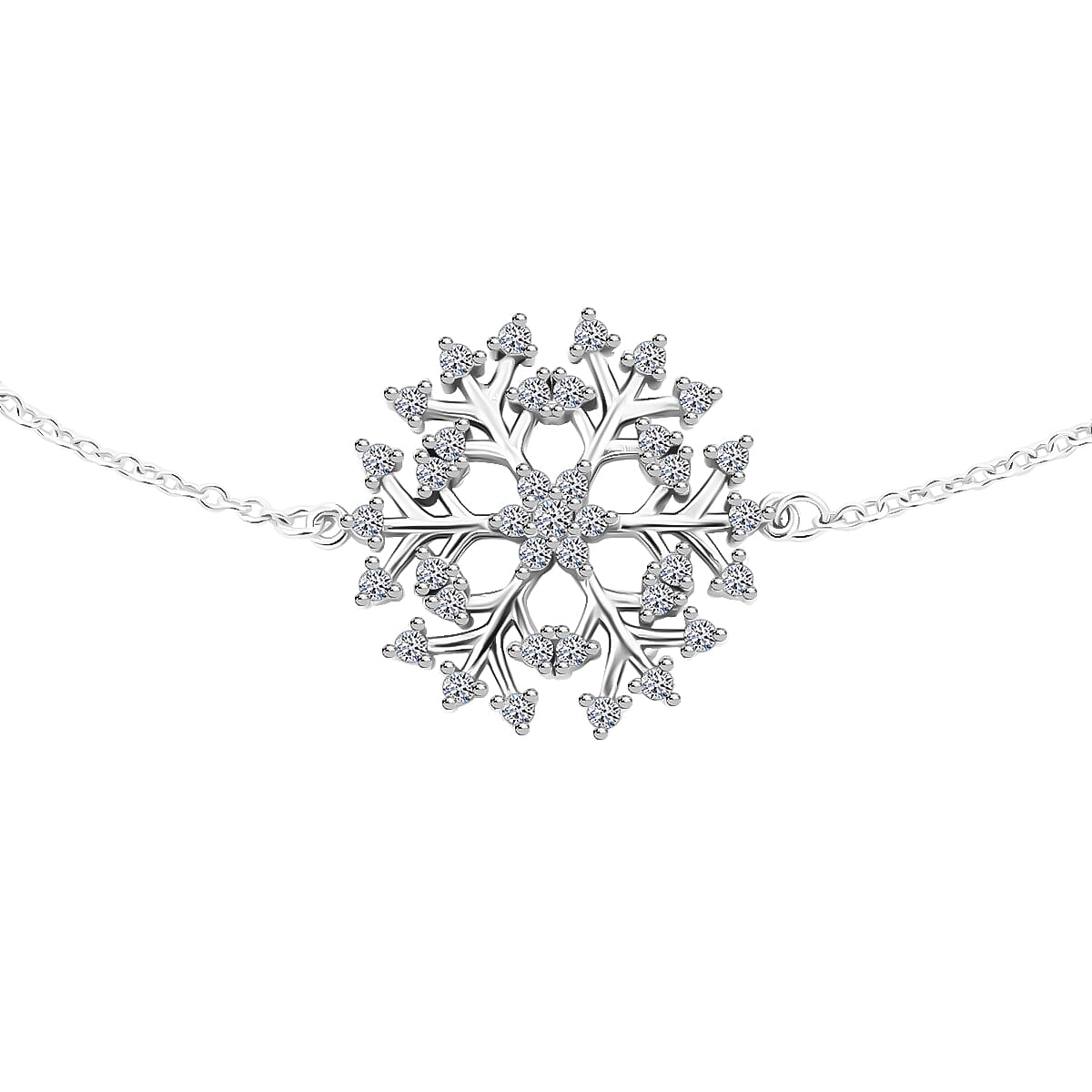 Simulated Diamond Snowflake Bracelet in Silvertone (6.5-7.5In) 2.22 ctw