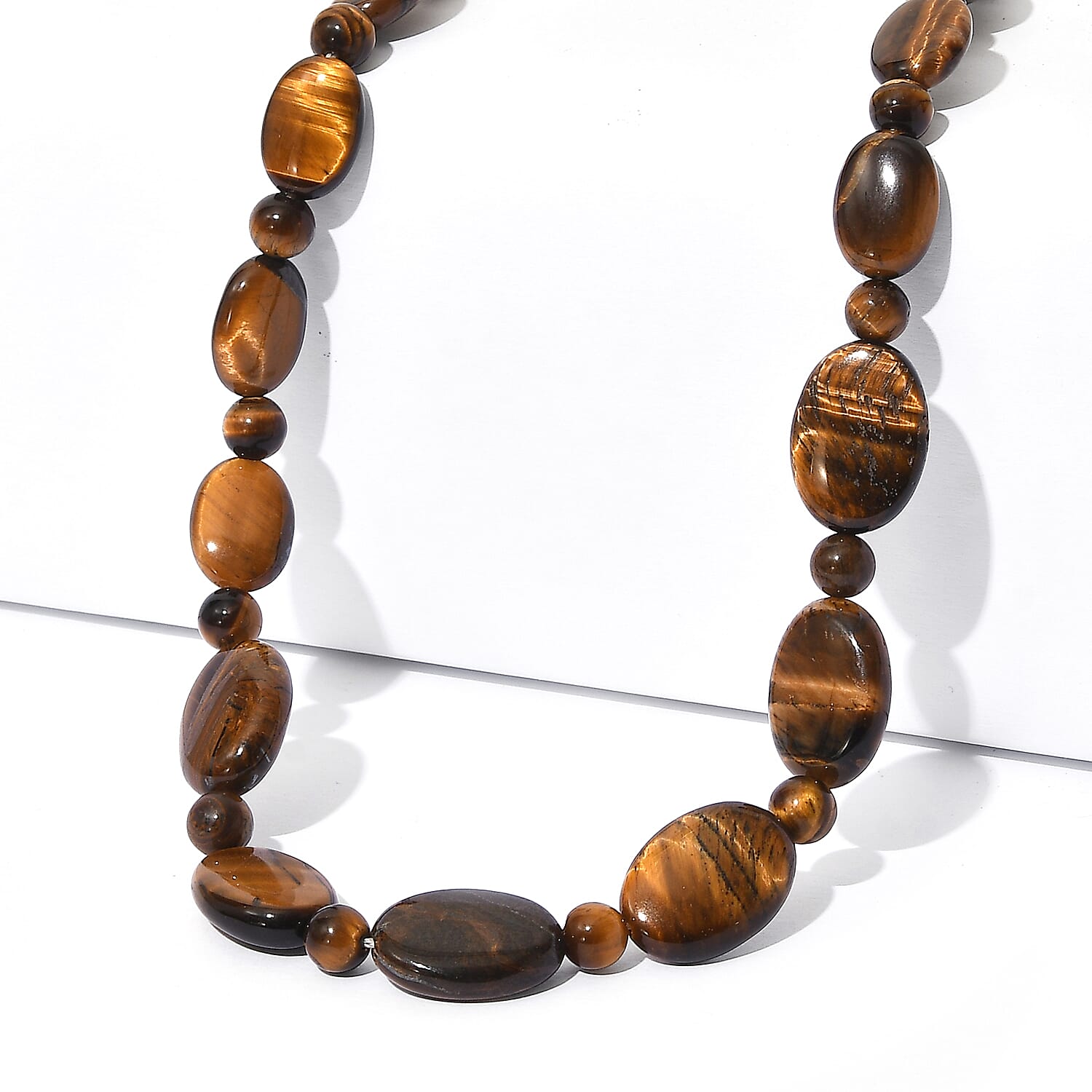 EverTrue Tigers Eye Necklace (18 Inches) in Platinum Bond 210.00 ctw