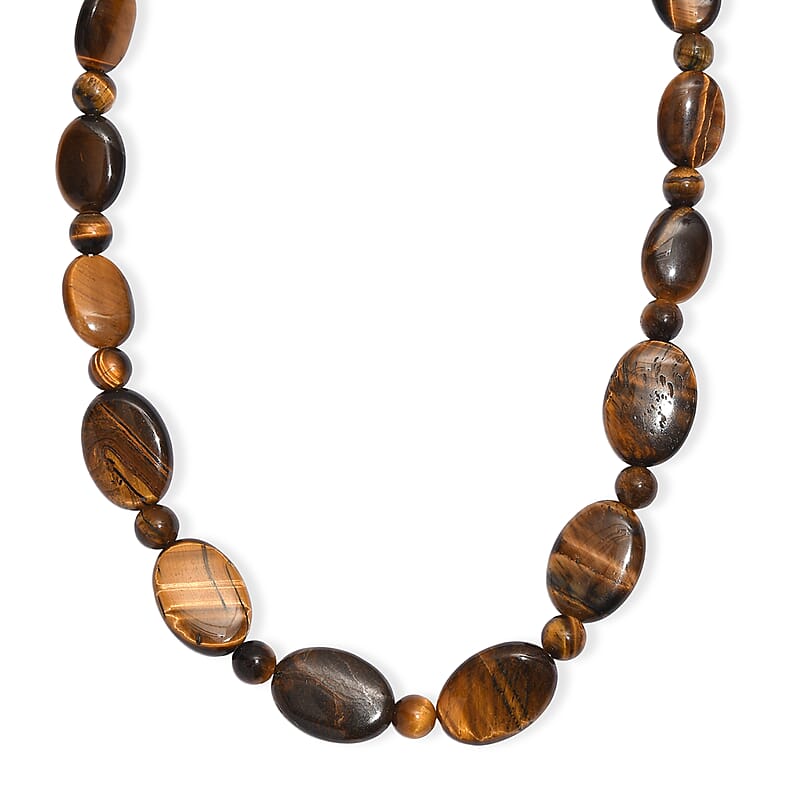 EverTrue Tigers Eye 210.00 ctw Necklace in Platinum Bond 18 Inches