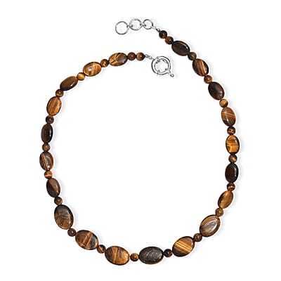 EverTrue Tigers Eye 210.00 ctw Necklace in Platinum Bond 18 Inches