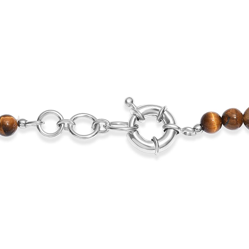 EverTrue Tigers Eye 210.00 ctw Necklace in Platinum Bond 18 Inches