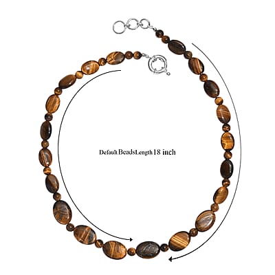 EverTrue Tigers Eye 210.00 ctw Necklace in Platinum Bond 18 Inches