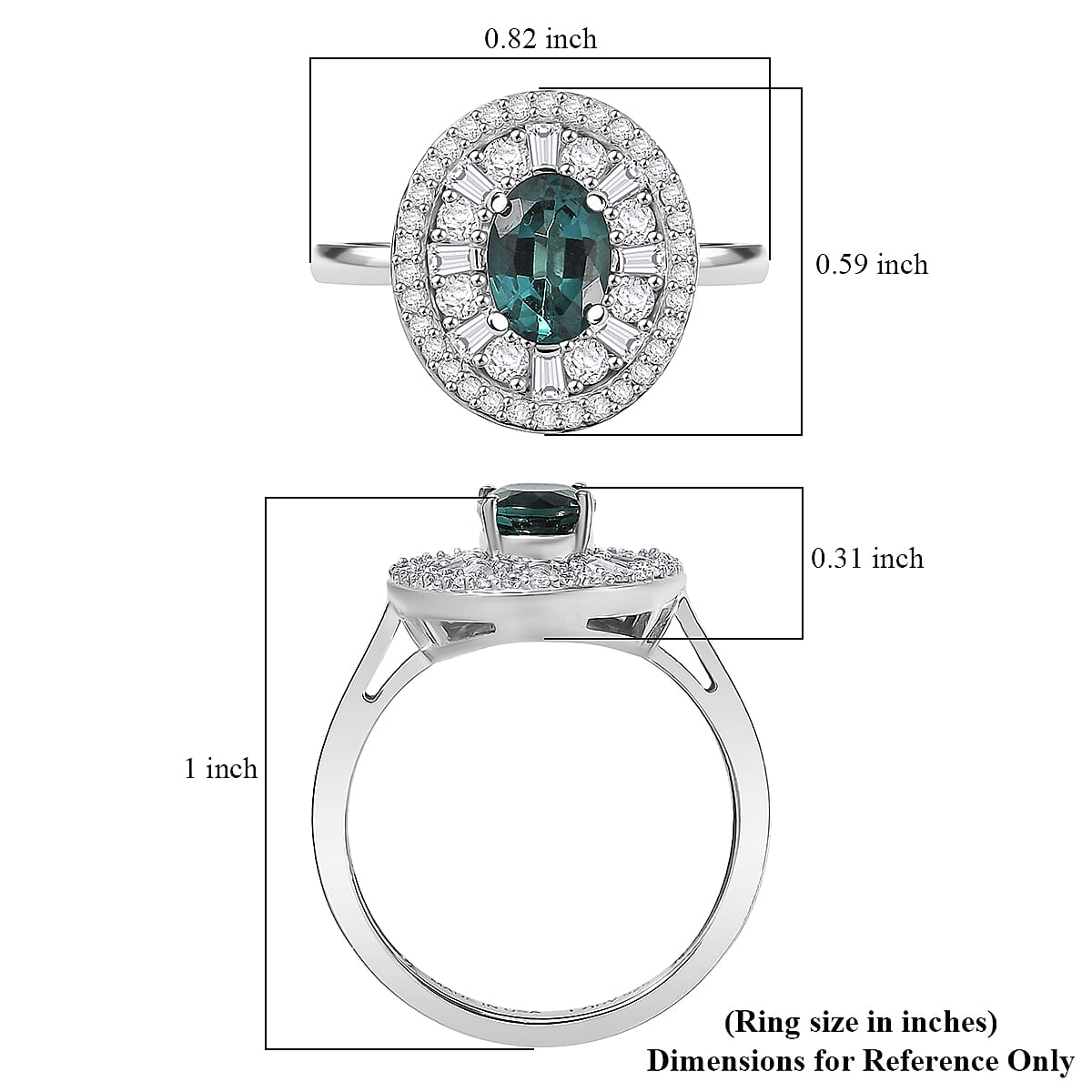 D'Joy Premium Pirineu Lagoon Tourmaline and Moissanite 2.15 ctw Ring in Rhodium Over Sterling Silver (Size 9.0) image number 5