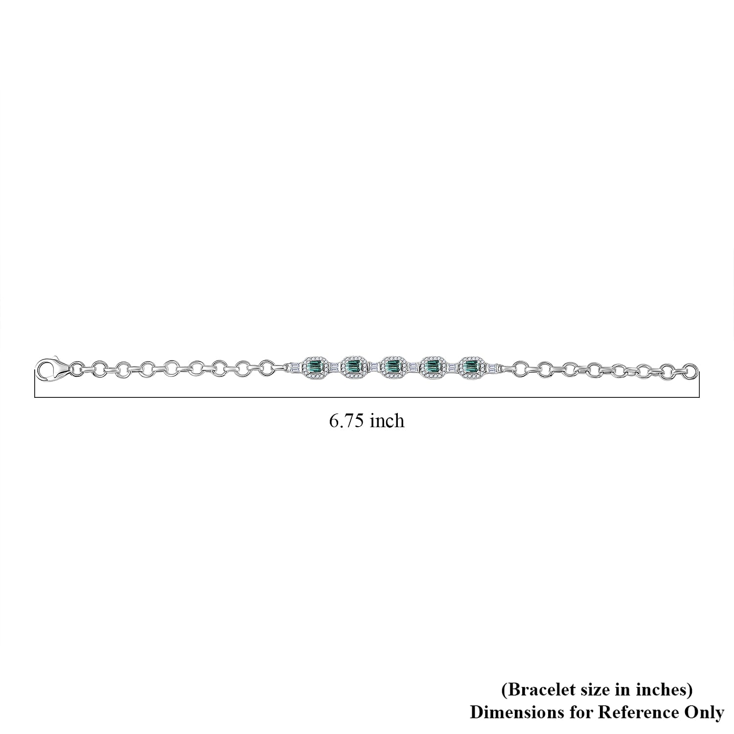 D'Joy Premium Pirineu Lagoon Tourmaline and Diamond 1.80 ctw Bracelet in Rhodium Over Sterling Silver (6.50 In)