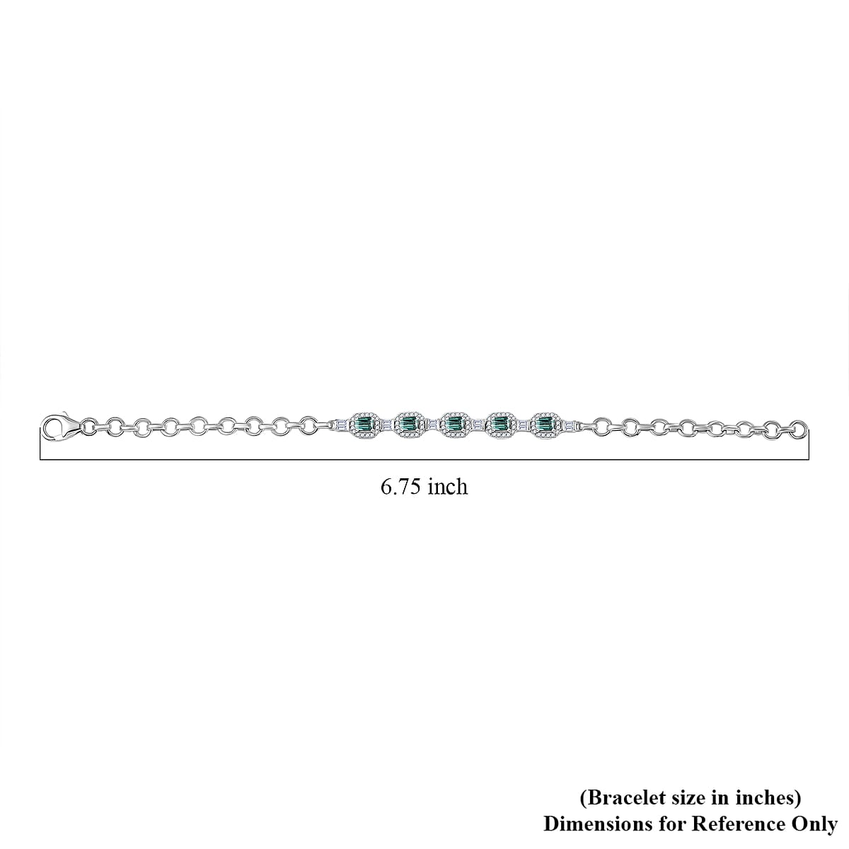 D'Joy Premium Pirineu Lagoon Tourmaline, Diamond (0.44 cts) Bracelet in Rhodium Over Sterling Silver (6.50 In) 1.80 ctw image number 4