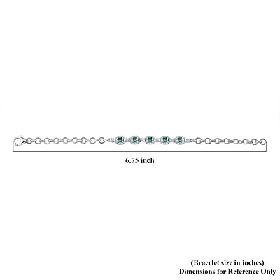 D'Joy Premium Pirineu Lagoon Tourmaline and Diamond 1.80 ctw Bracelet in Rhodium Over Sterling Silver (6.50 In)