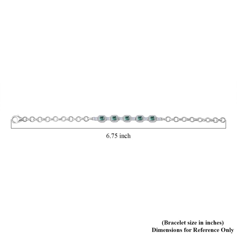D'Joy Premium Pirineu Lagoon Tourmaline and Diamond 1.80 ctw Bracelet in Rhodium Over Sterling Silver (6.50 In)