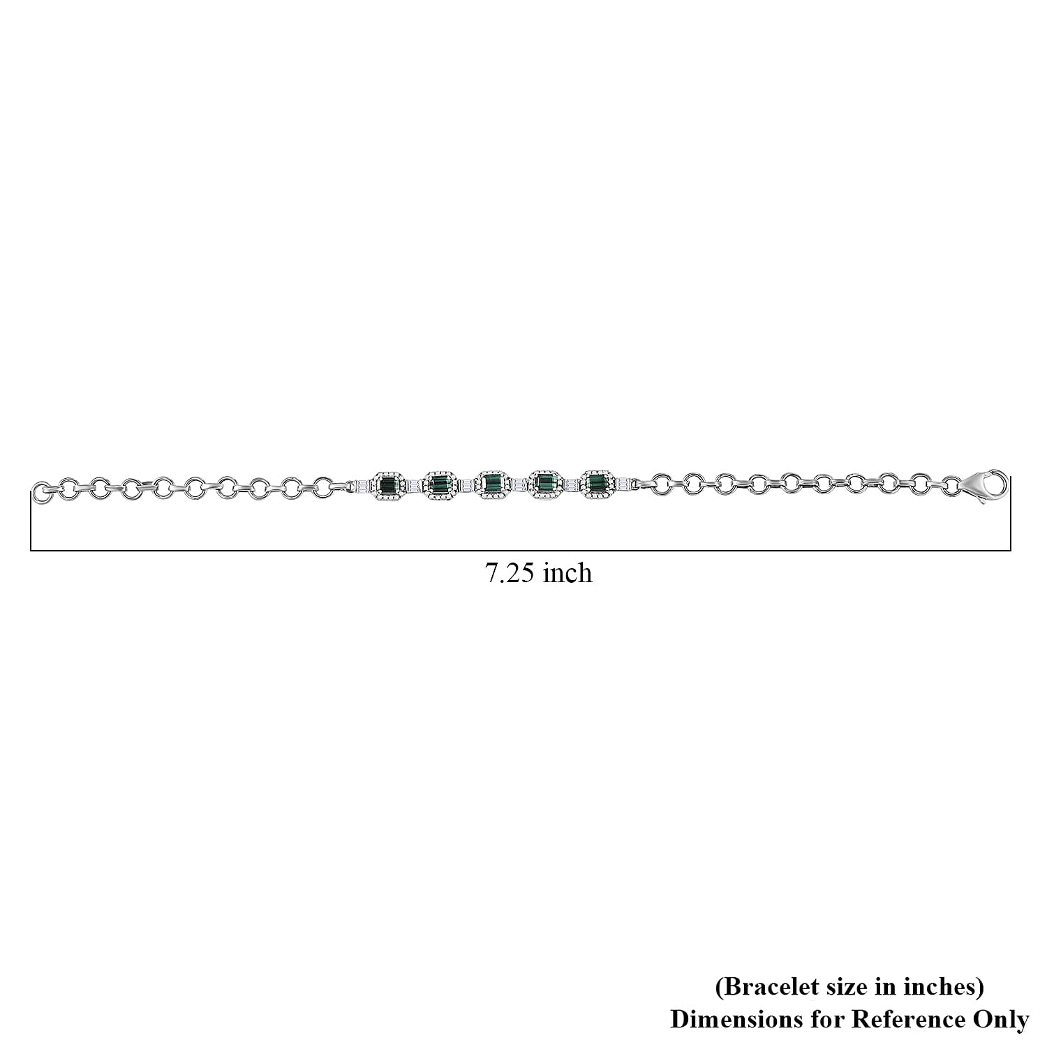 D'Joy Premium Pirineu Lagoon Tourmaline, Diamond Bracelet in Rhodium Over Sterling Silver 1.80 ctw (7.25 Inches)
