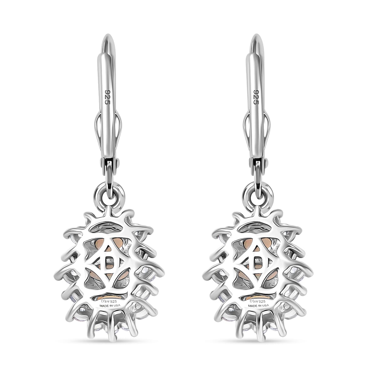 D'Joy Premium Ethiopian Welo Opal and White Zircon 2.00 ctw Earrings in Platinum Over Sterling Silver image number 4
